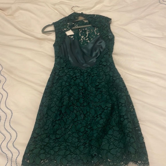 Sandro | Dresses | Sandro Paris Dark Green Lace Dress With Beautiful Back |  Poshmark